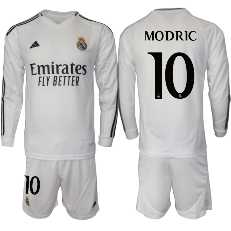 Men 2024-2025 Club Real Madrid home Long Sleeves White #10 Soccer Jersey